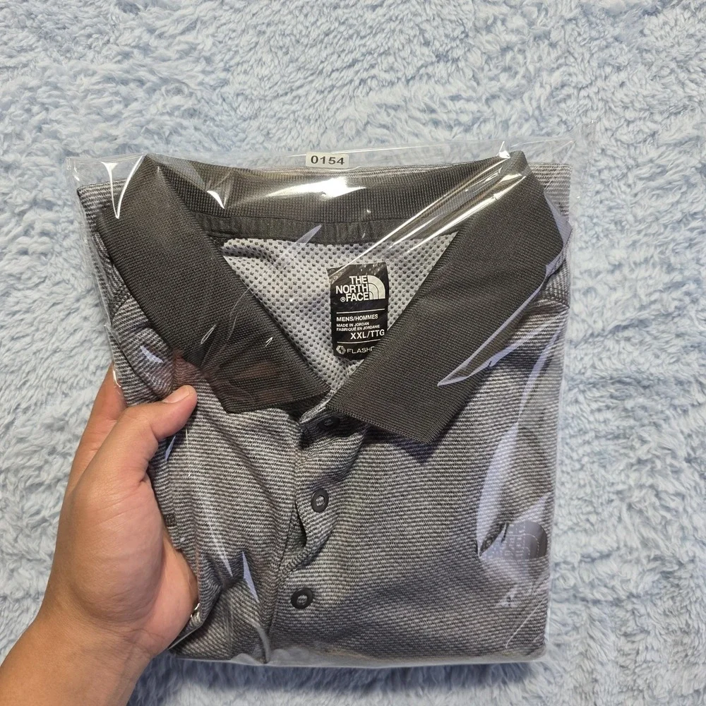 The North Face FlashDry Gray Black‎ Striped Short Sleeve Polo Shirt XXL